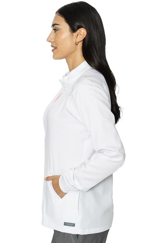 Touch MC7660 Raglan Warmup WHITE Model Image Right Side | Med Couture