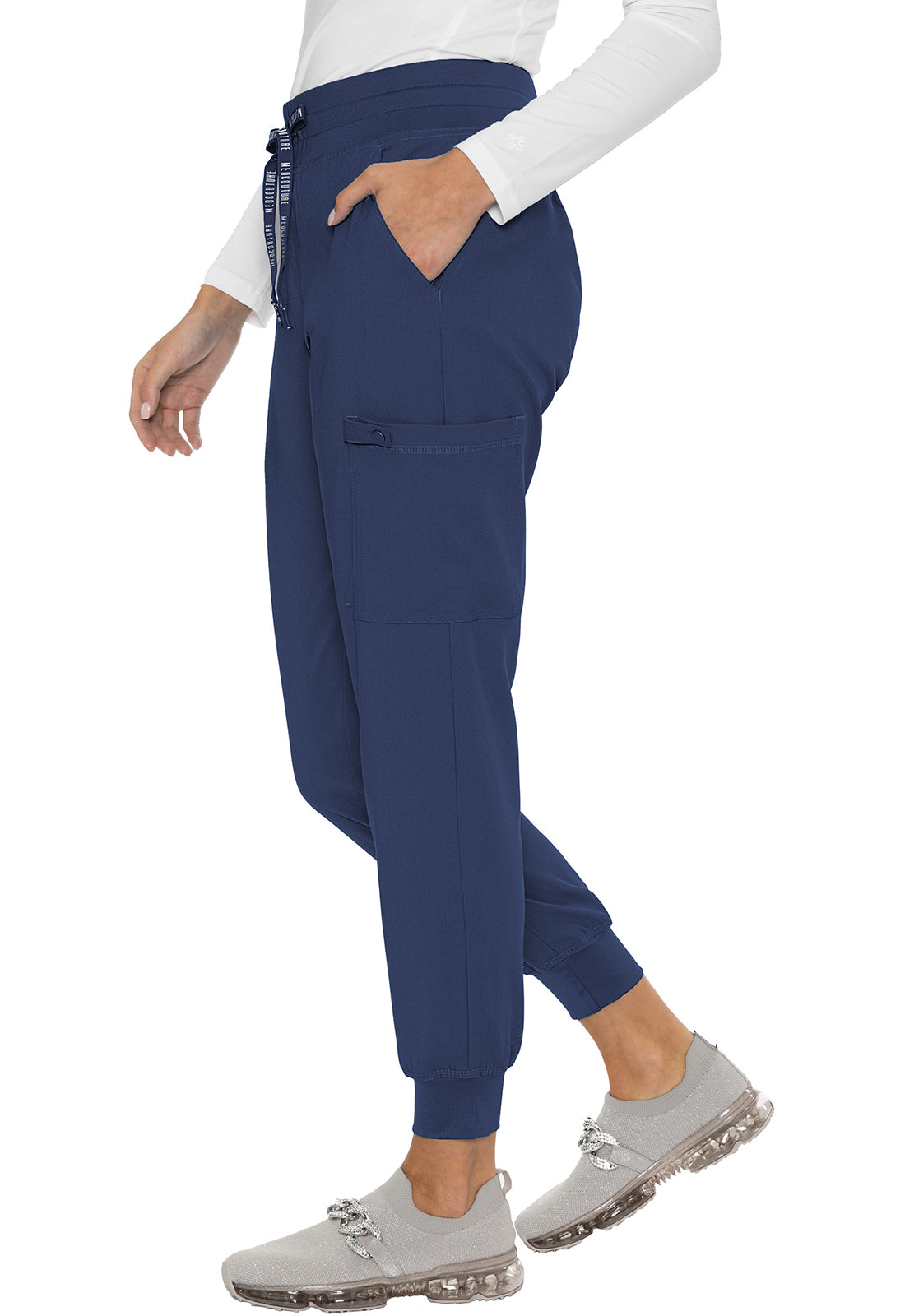 Touch MC7705 Double Cargo Jogger Navy Model Image Right Side | Med Couture