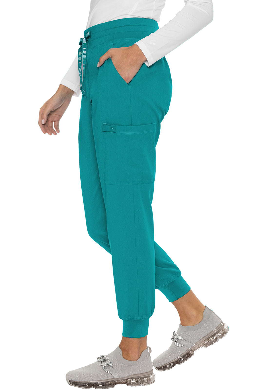 Touch MC7705 Double Cargo Jogger Teal Model Image Right Side | Med Couture