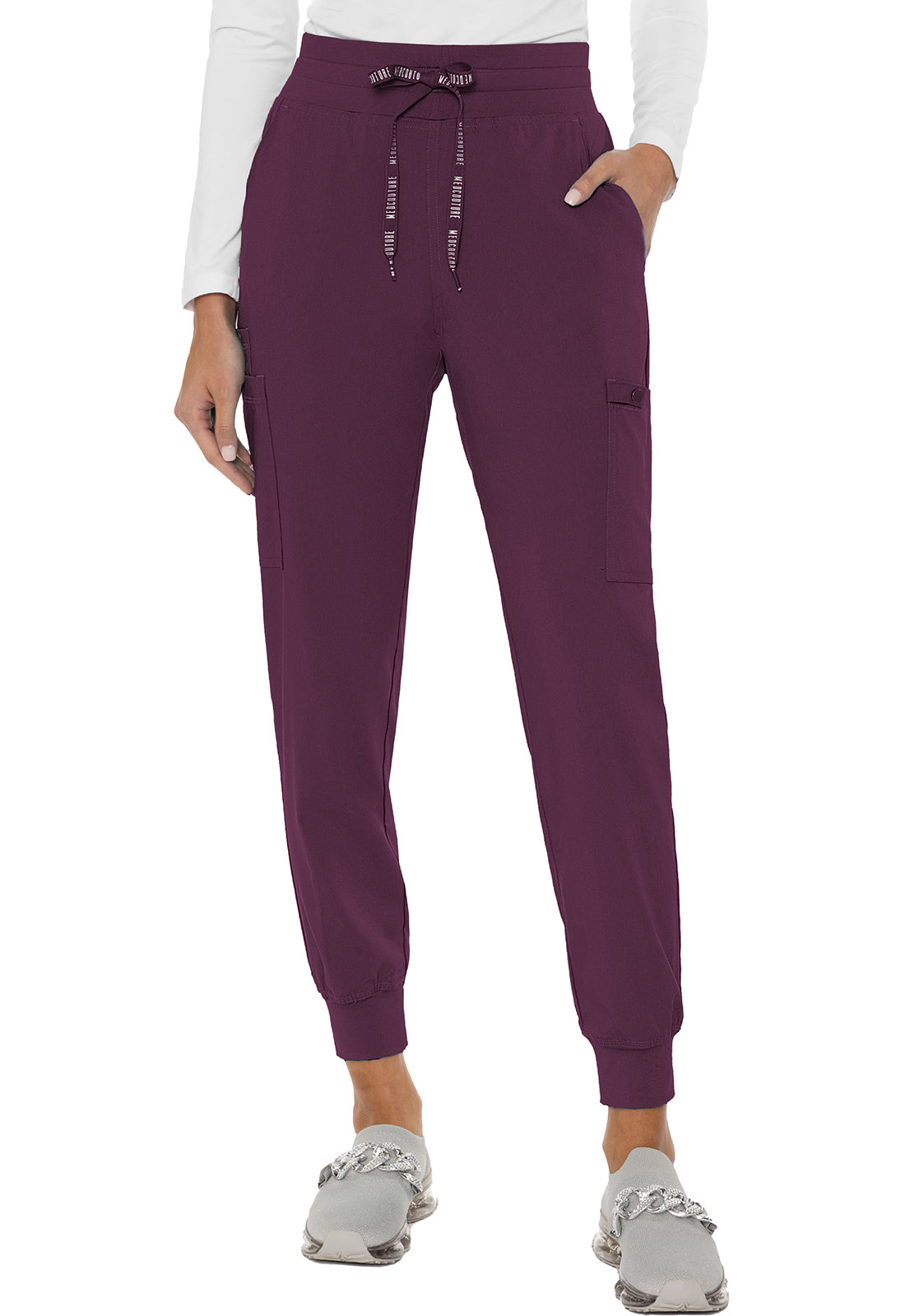 Touch MC7705 Double Cargo Jogger Wine Model Image Front | Med Couture