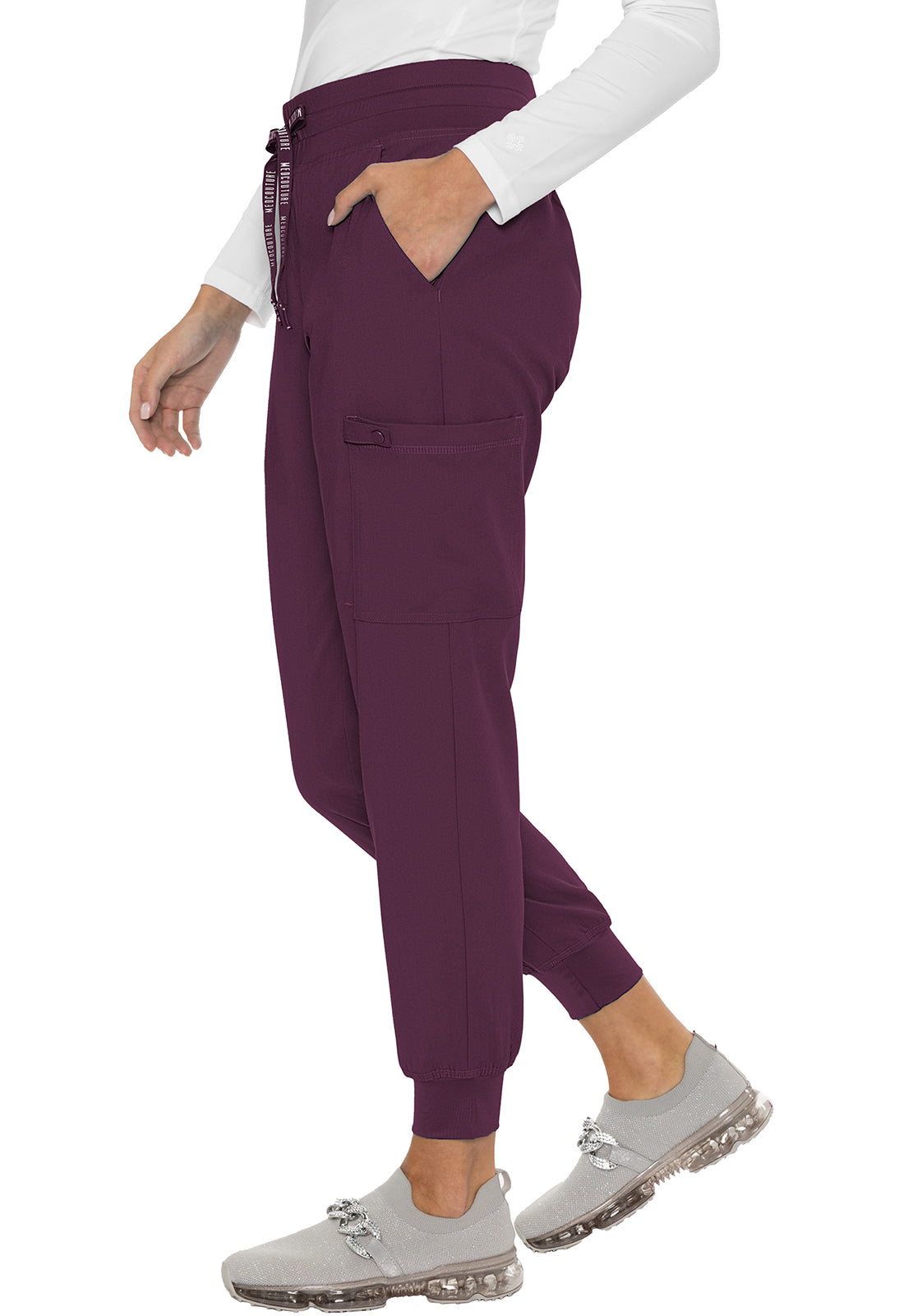 Touch MC7705 Double Cargo Jogger Wine Model Image Right Side | Med Couture