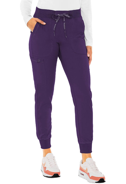 Touch MC7710 Jogger Yoga Pants Eggplant Model Image Front | Med Couture