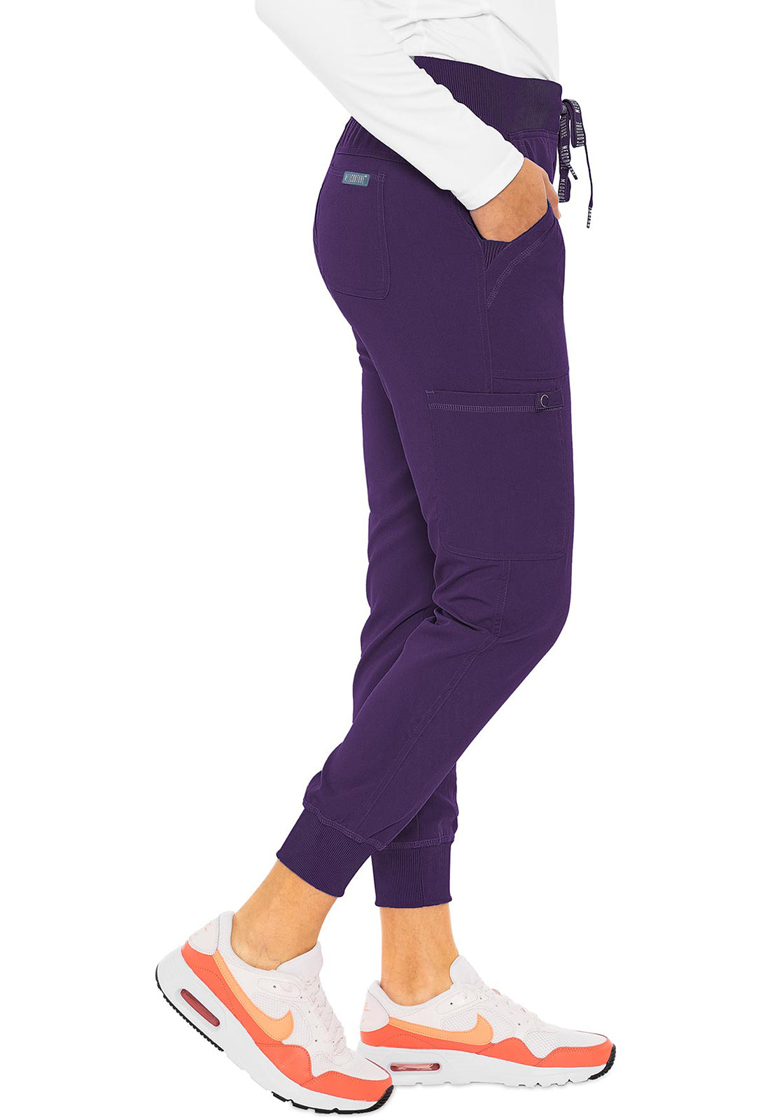 Touch MC7710 Jogger Yoga Pants Eggplant Model Image Left Side | Med Couture