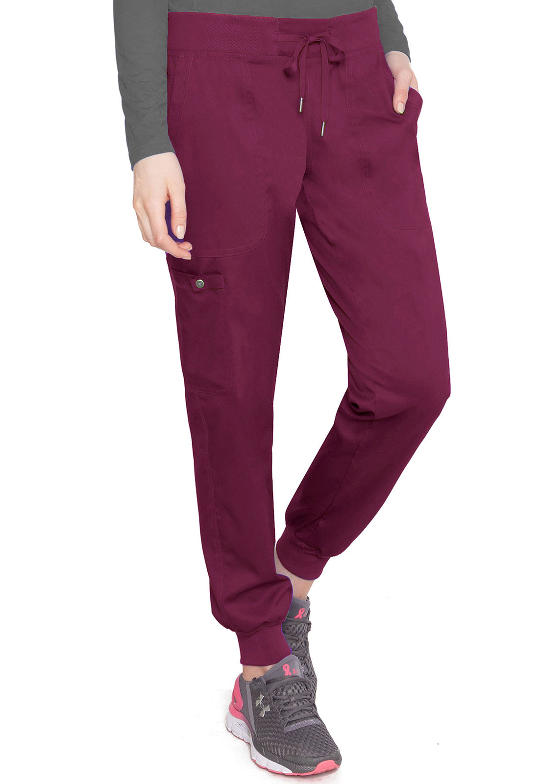 Touch MC7710 Jogger Yoga Pants Wine Model Image Front | Med Couture