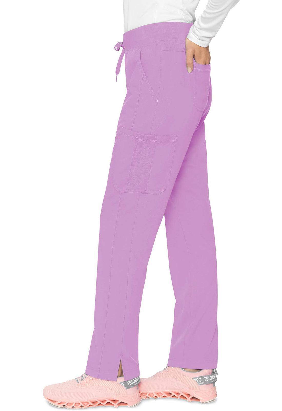 Touch MC7725 Jersey Waist Yoga Pants Lilac Model Image Right Side | Med Couture