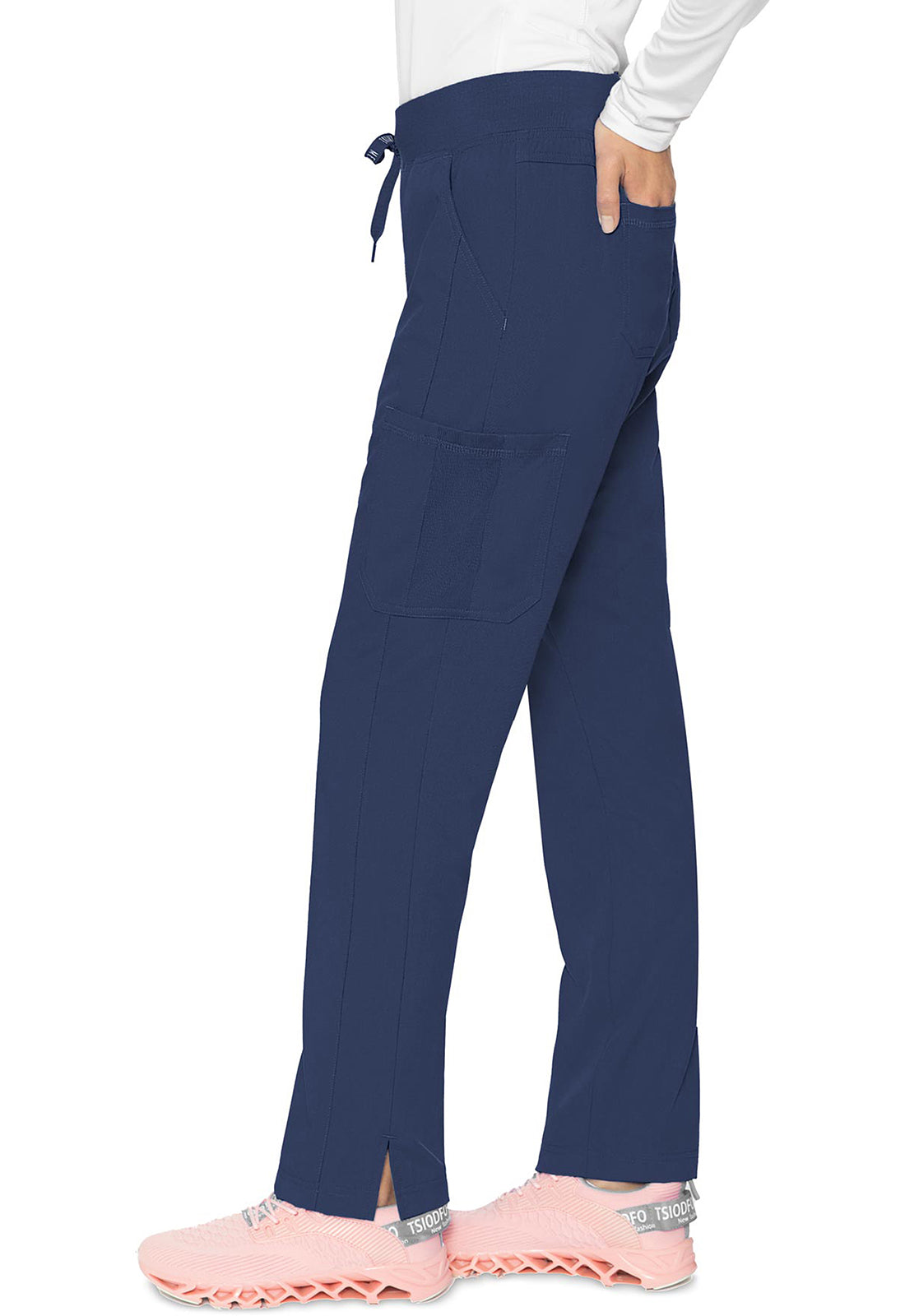 Touch MC7725 Jersey Waist Yoga Pants Navy Model Image Right Side | Med Couture