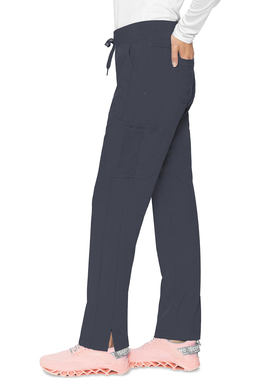 Touch MC7725 Jersey Waist Yoga Pants Pewter Model Image Right Side | Med Couture