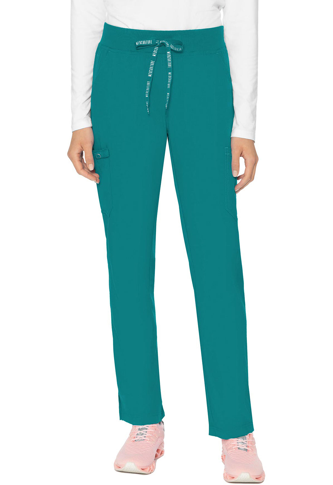 Touch MC7725 Jersey Waist Yoga Pants Teal Model Image Front | Med Couture