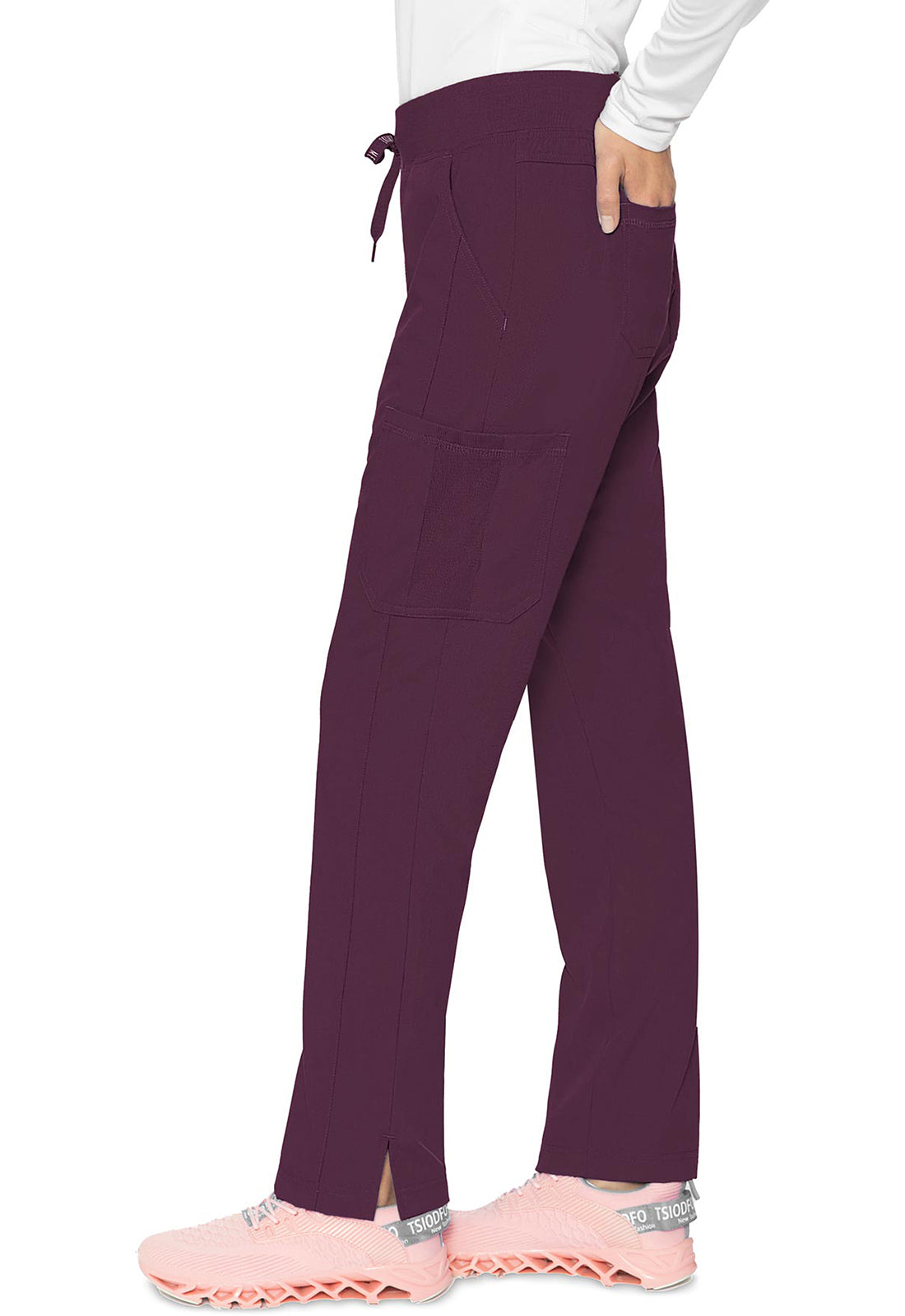 Touch MC7725 Jersey Waist Yoga Pants Wine Model Image Right Side | Med Couture