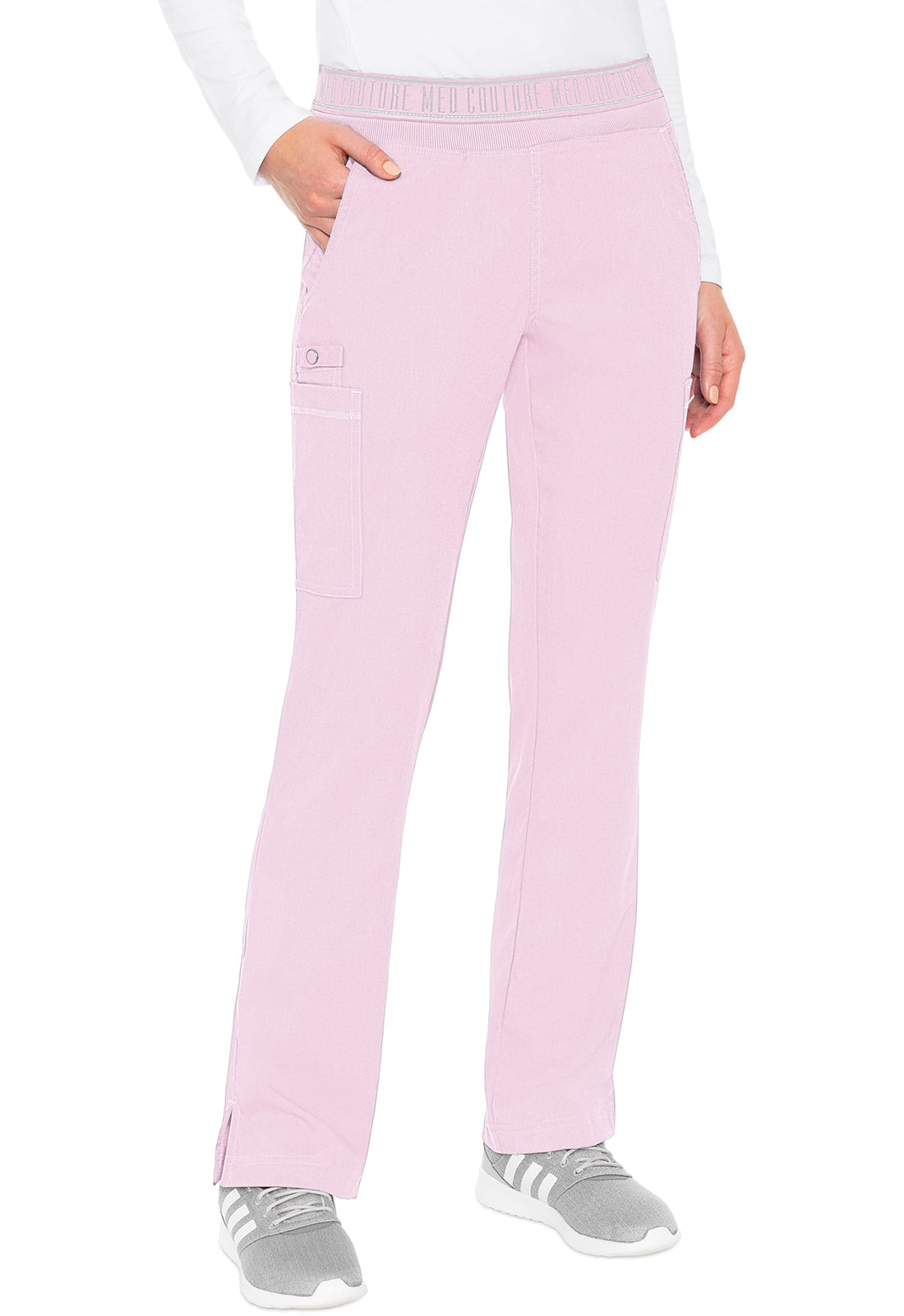 Touch MC7739 Yoga 2 Cargo Pocket Pants Ice Pink Model Image Front | Med Couture