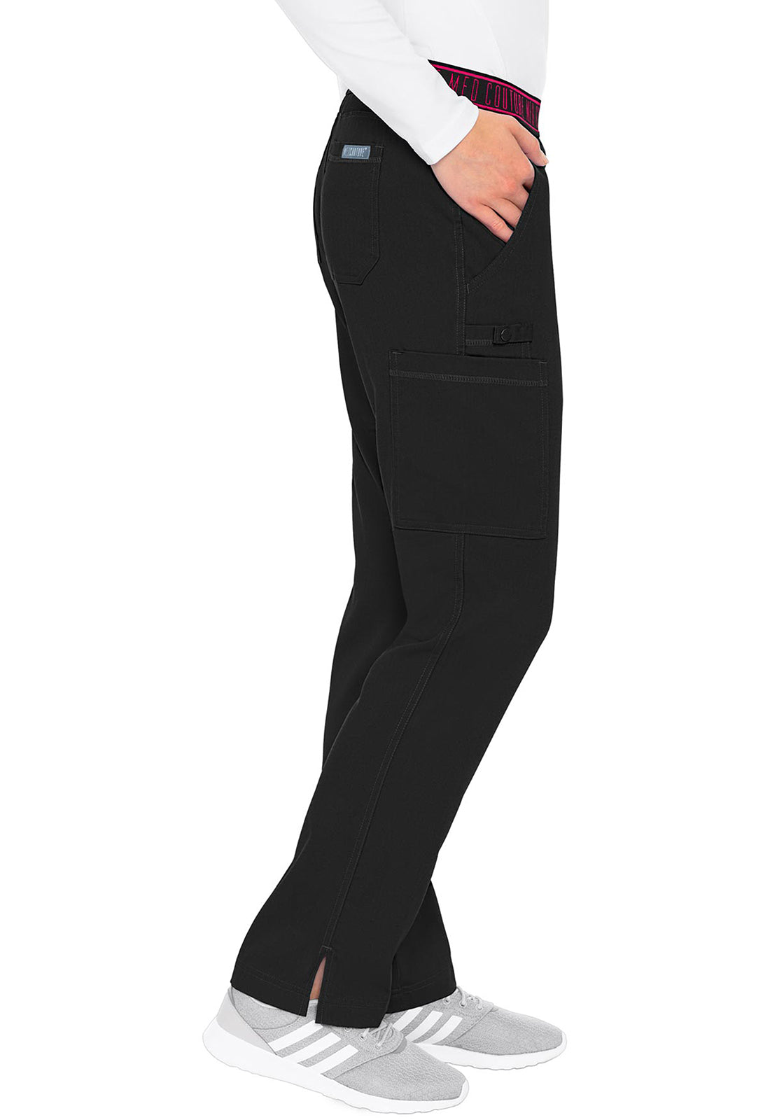 Touch MC7739 Yoga 2 Cargo Pocket Pants Black Model Image Left Side | Med Couture