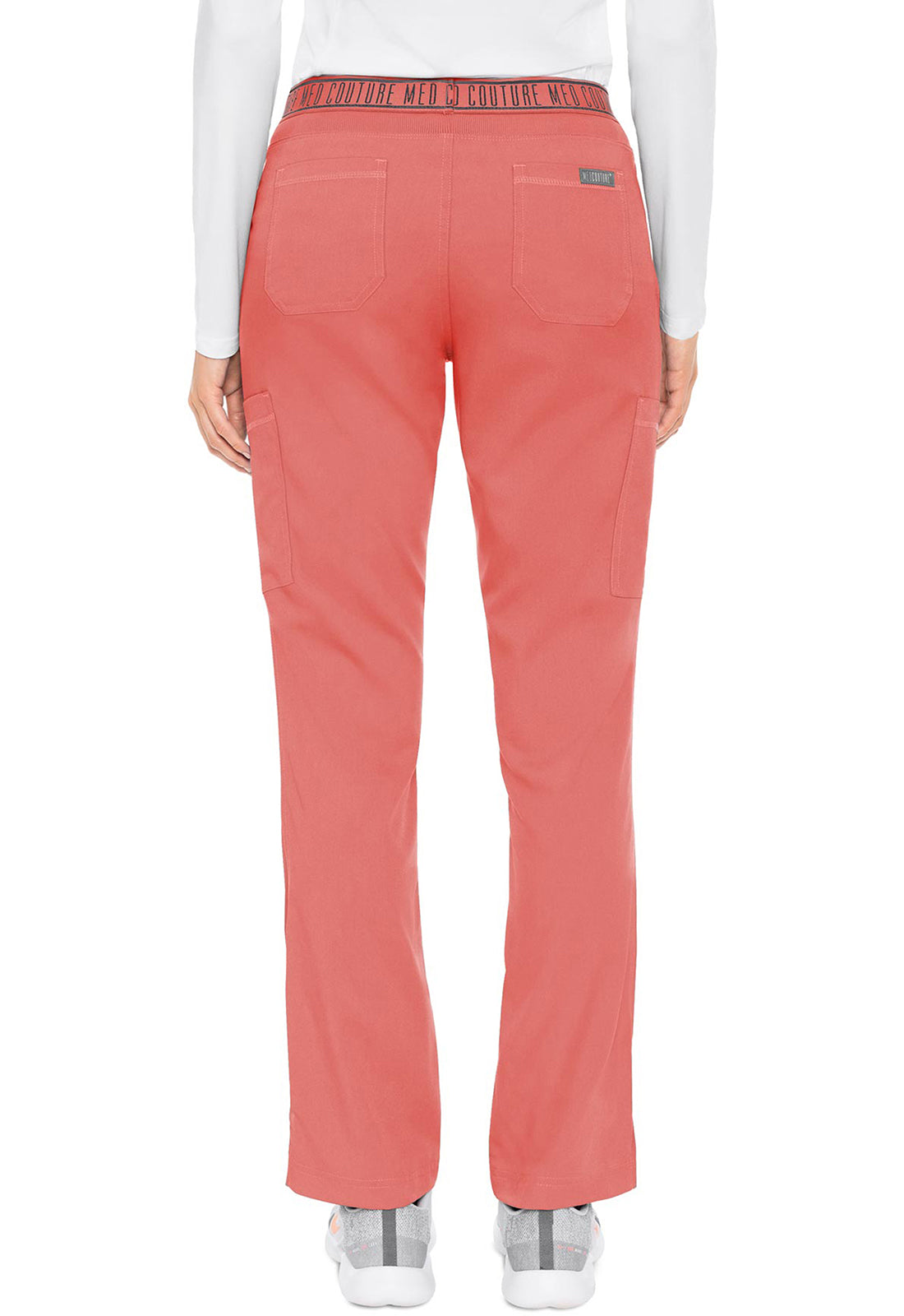 Touch MC7739 Yoga 2 Cargo Pocket Pants Coral Model Image Back | Med Couture