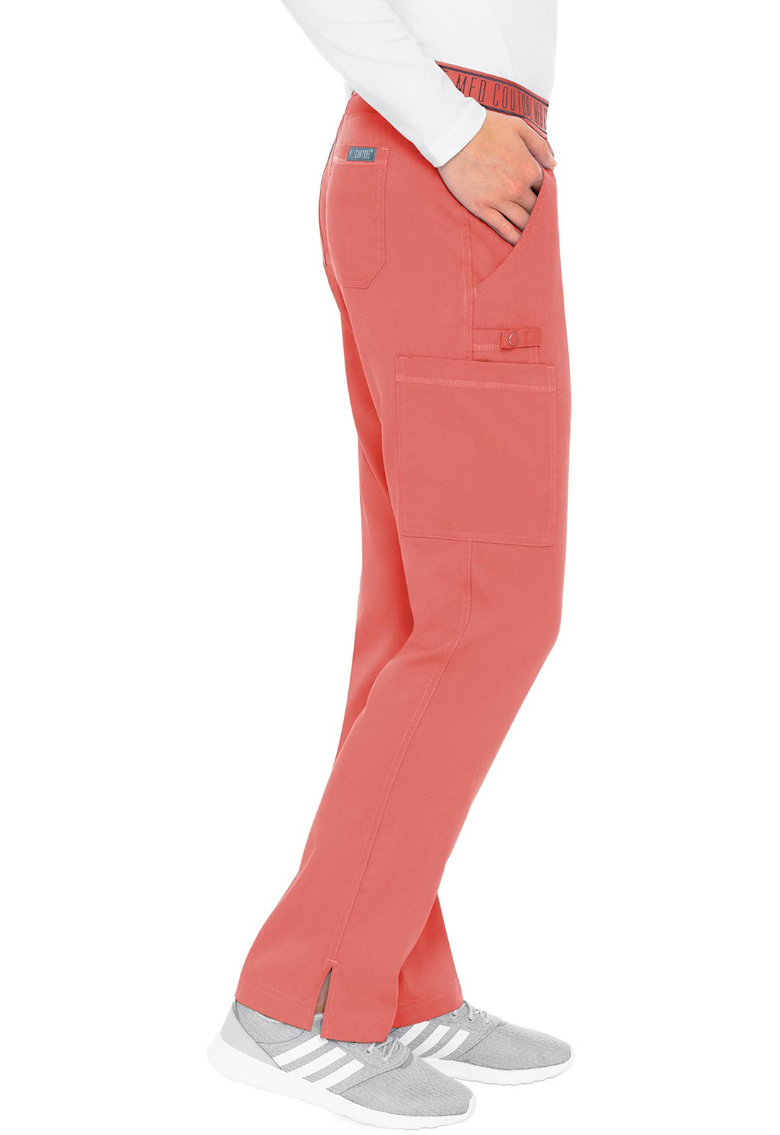 Touch MC7739 Yoga 2 Cargo Pocket Pants Coral Model Image Left Side | Med Couture