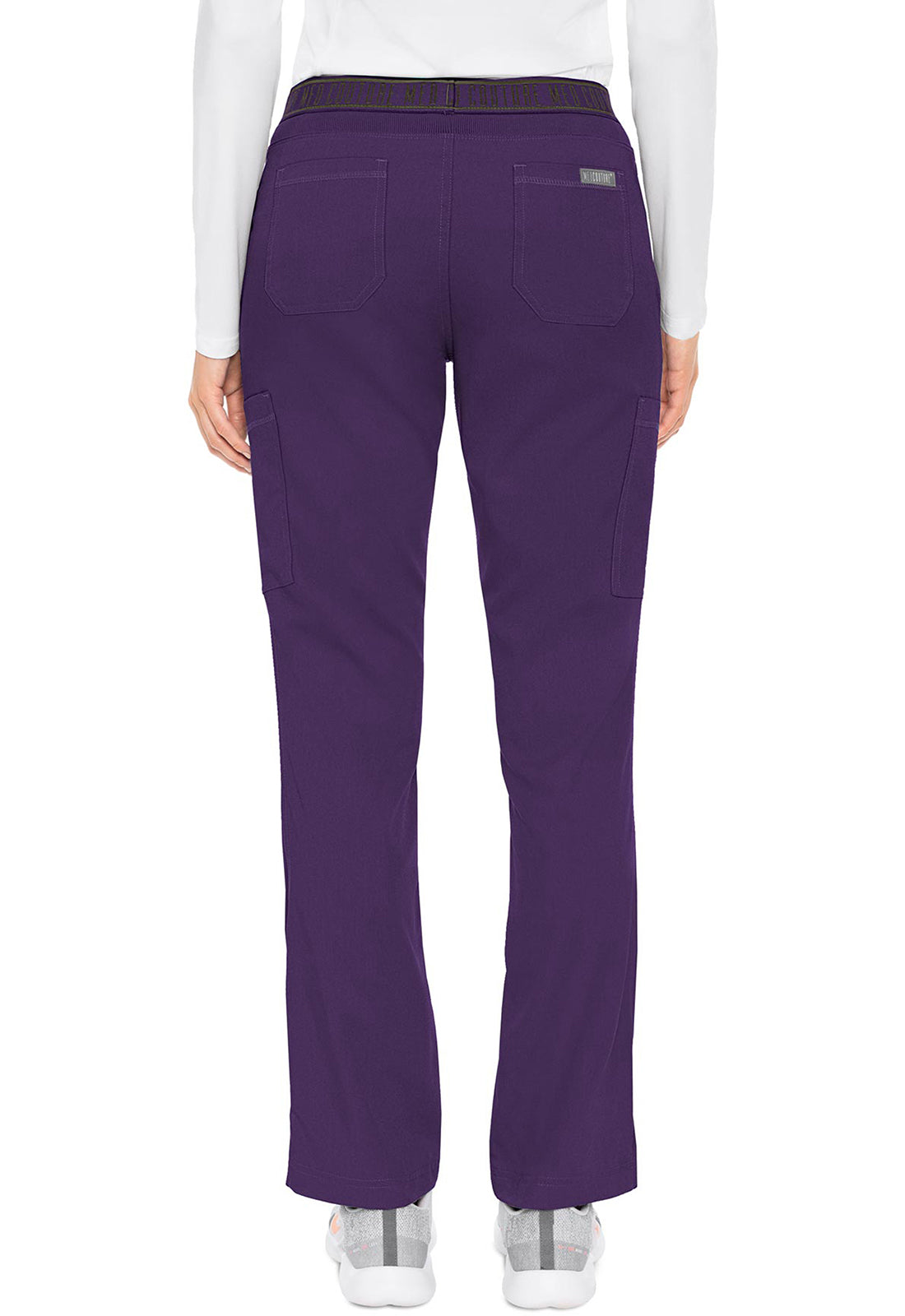 Touch MC7739 Yoga 2 Cargo Pocket Pants Eggplant Model Image Back | Med Couture