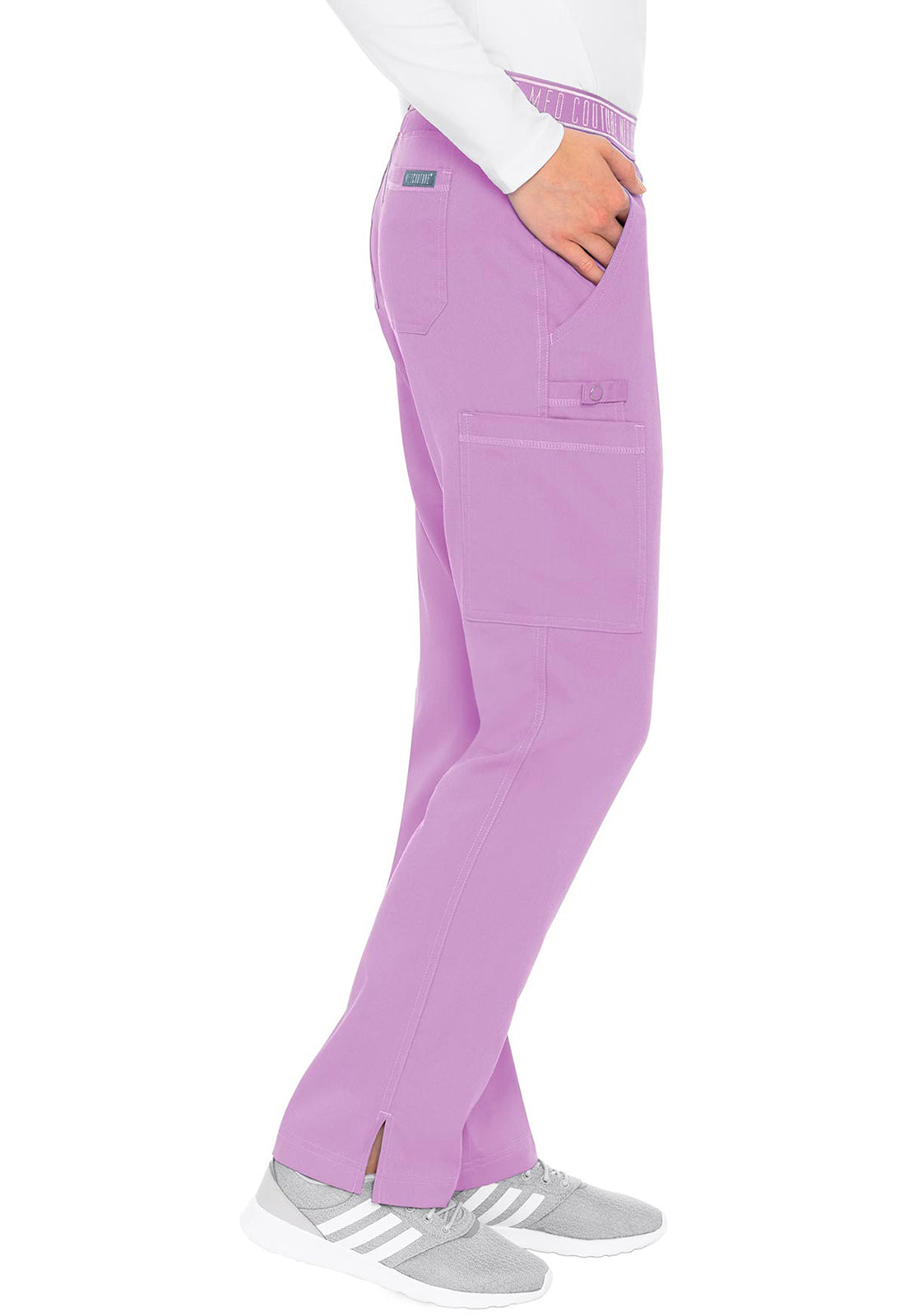 Touch MC7739 Yoga 2 Cargo Pocket Pants Lilac Model Image Left Side | Med Couture