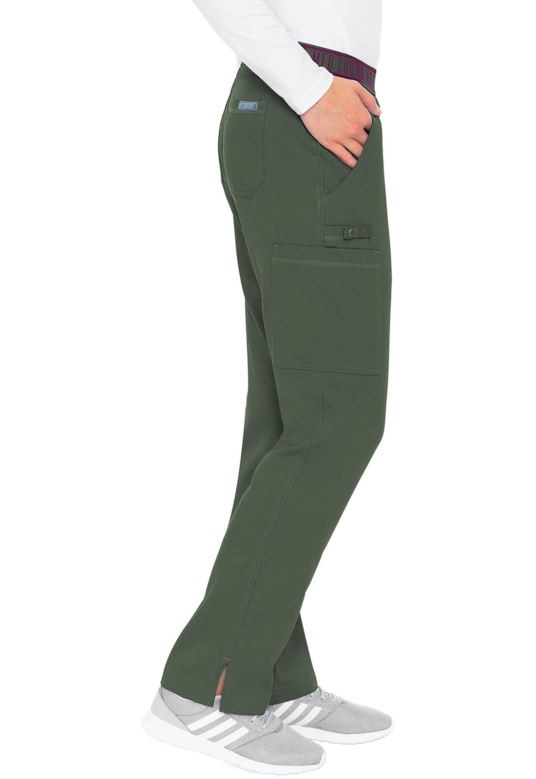 Touch MC7739 Yoga 2 Cargo Pocket Pants Olive Model Image Left Side | Med Couture