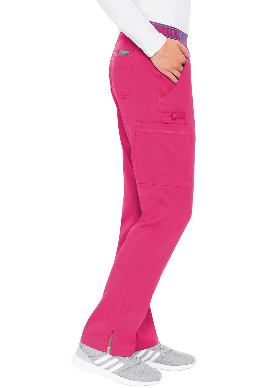 Touch MC7739 Yoga 2 Cargo Pocket Pants Pink Punch Model Image Left Side | Med Couture