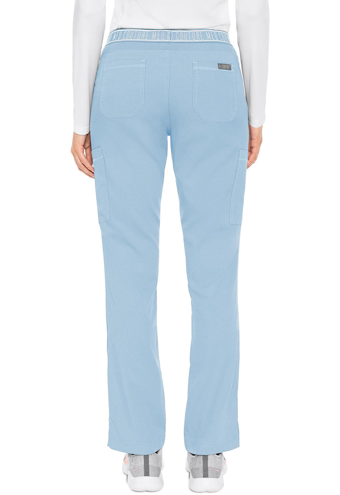 Touch MC7739 Yoga 2 Cargo Pocket Pants Periwinkle Model Image Back | Med Couture