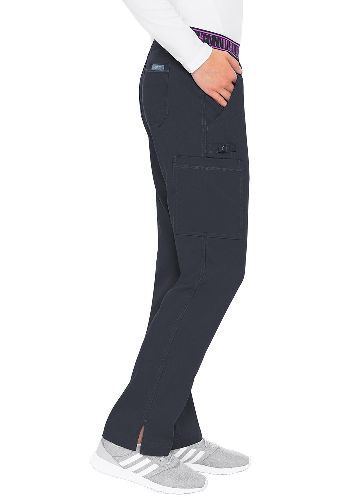 Touch MC7739 Yoga 2 Cargo Pocket Pants Pewter Model Image Left Side | Med Couture