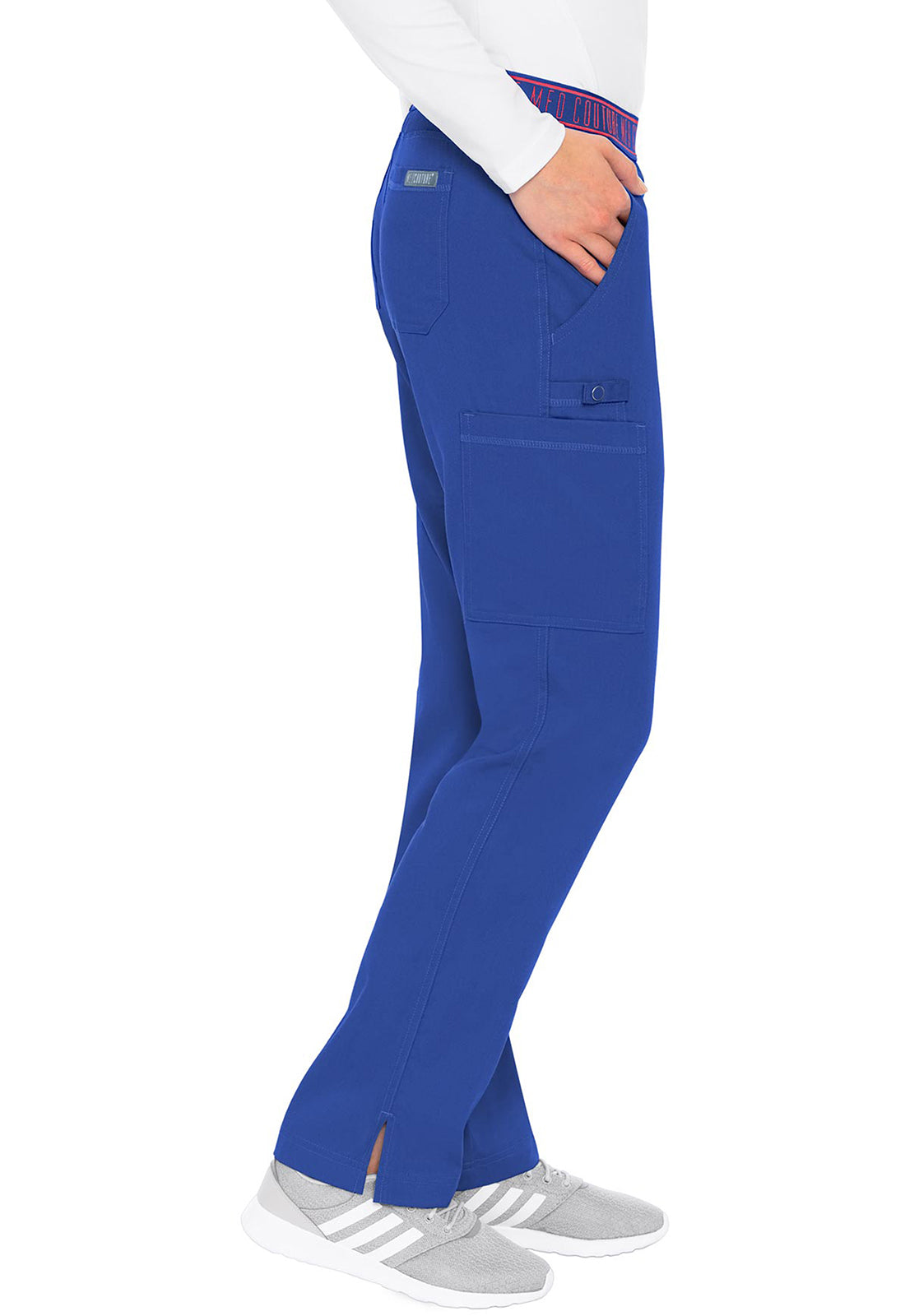 Touch MC7739 Yoga 2 Cargo Pocket Pants Royal Model Image Left Side | Med Couture