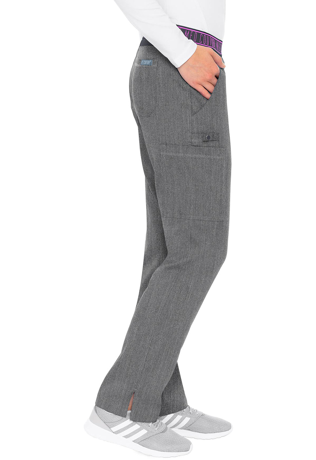 Touch MC7739 Yoga 2 Cargo Pocket Pants Slate Model Image Left Side | Med Couture