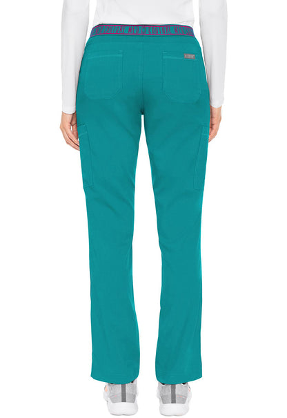 Touch MC7739 Yoga 2 Cargo Pocket Pants Teal Model Image Back | Med Couture