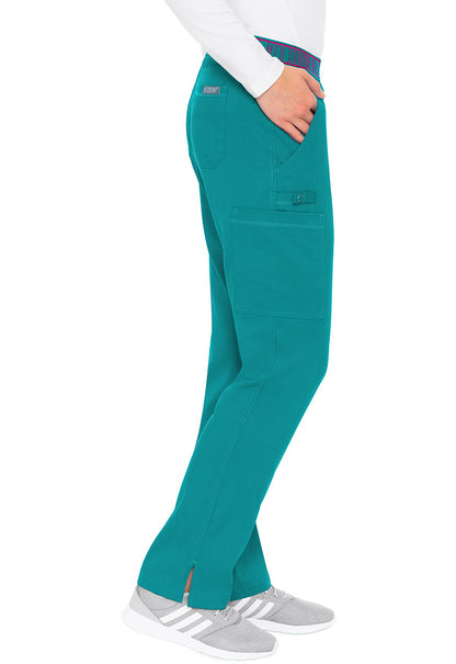 Touch MC7739 Yoga 2 Cargo Pocket Pants Teal Model Image Left Side | Med Couture