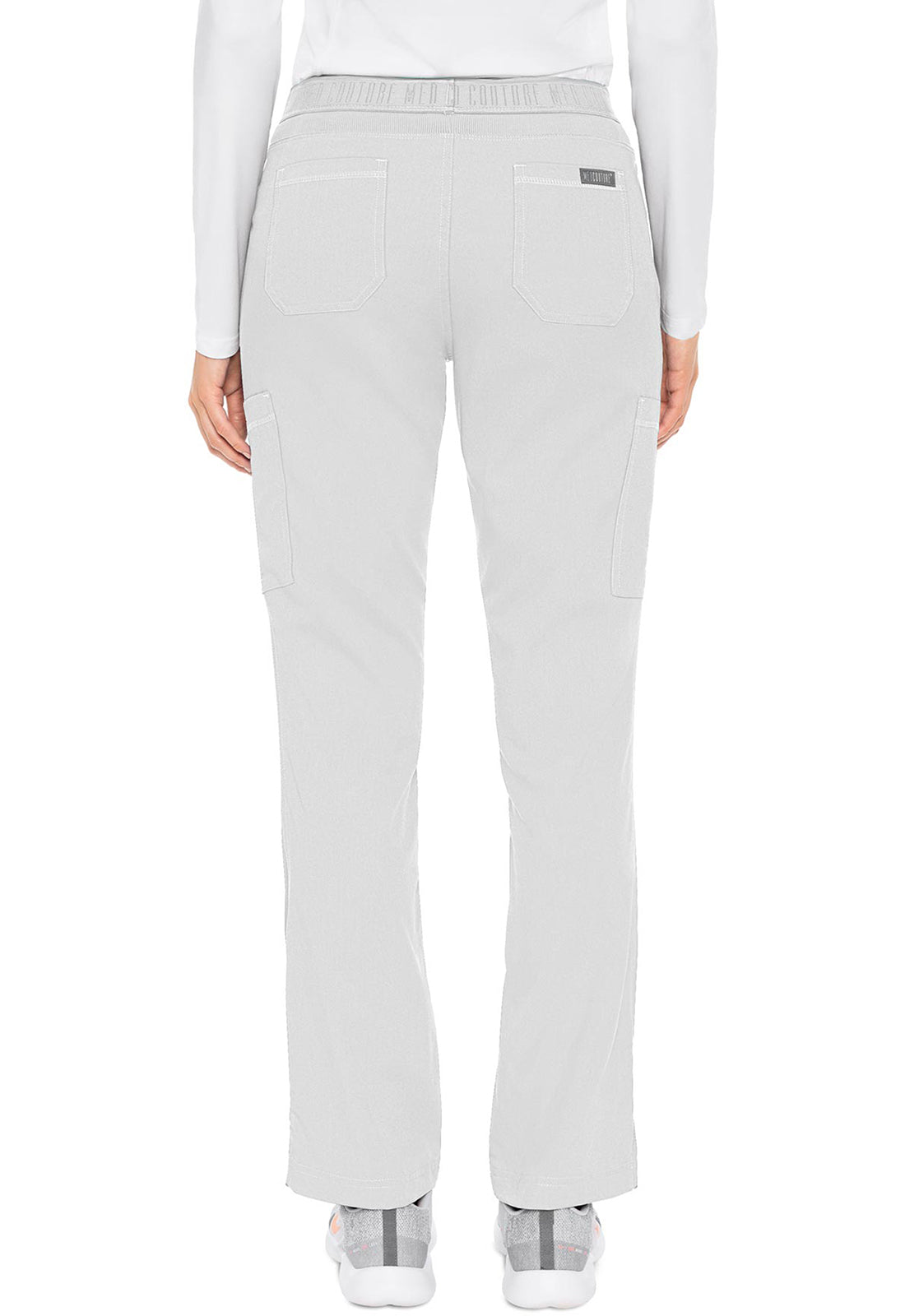 Touch MC7739 Yoga 2 Cargo Pocket Pants WHITE Model Image Back | Med Couture