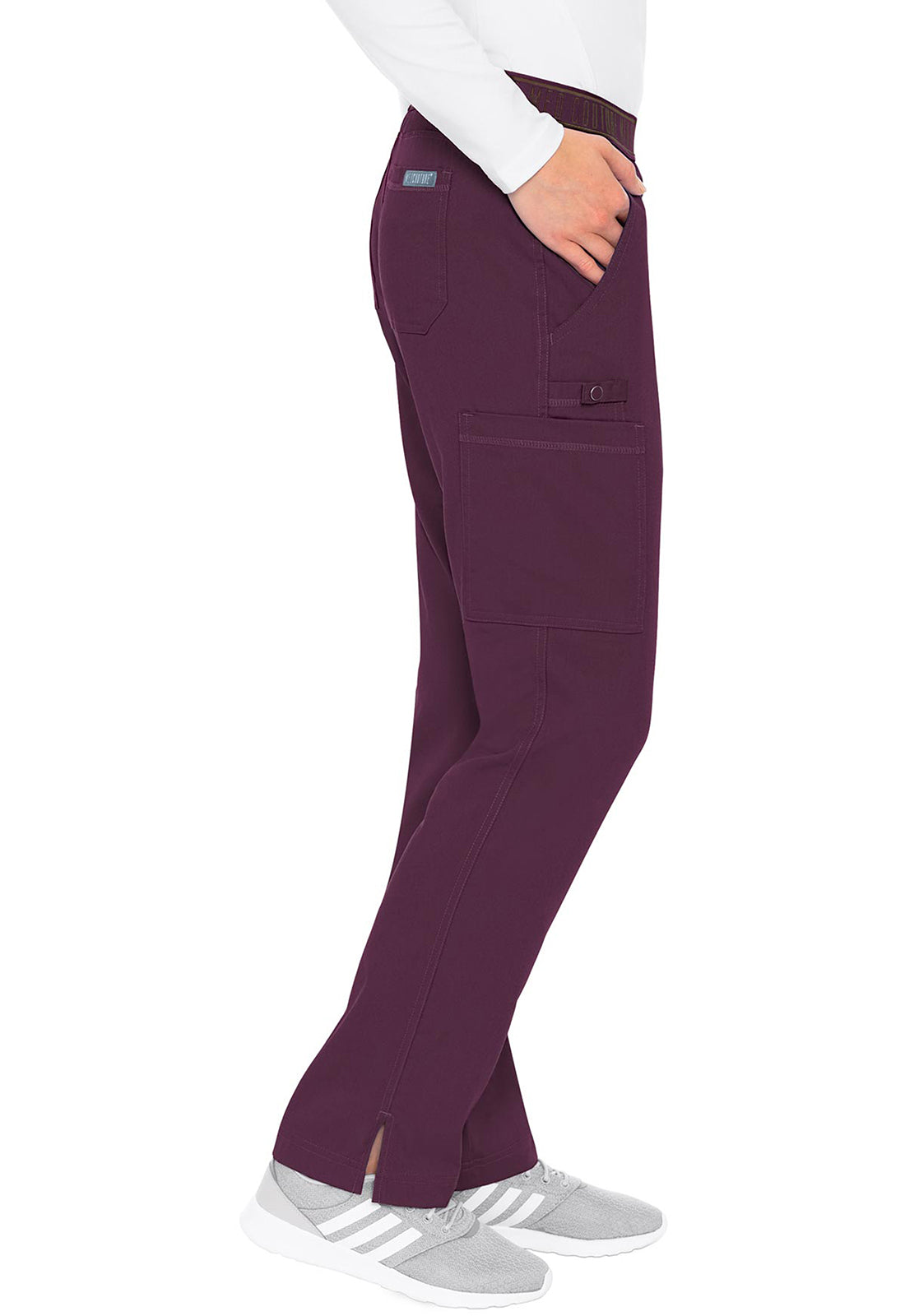 Touch MC7739 Yoga 2 Cargo Pocket Pants Wine Model Image Left Side | Med Couture