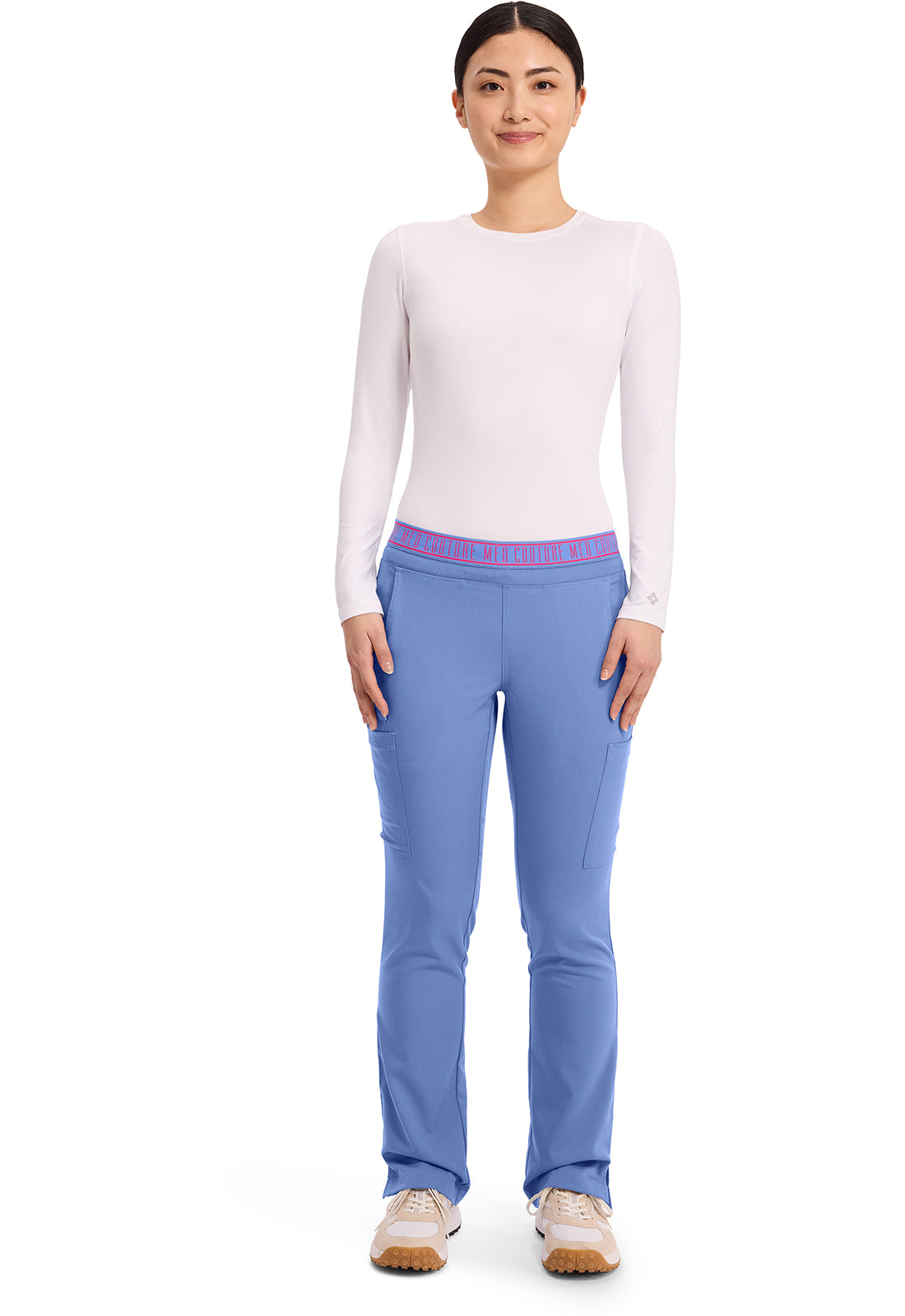 Touch MC7739 Women's Yoga 2 Cargo Pocket Scrub Pants Ciel