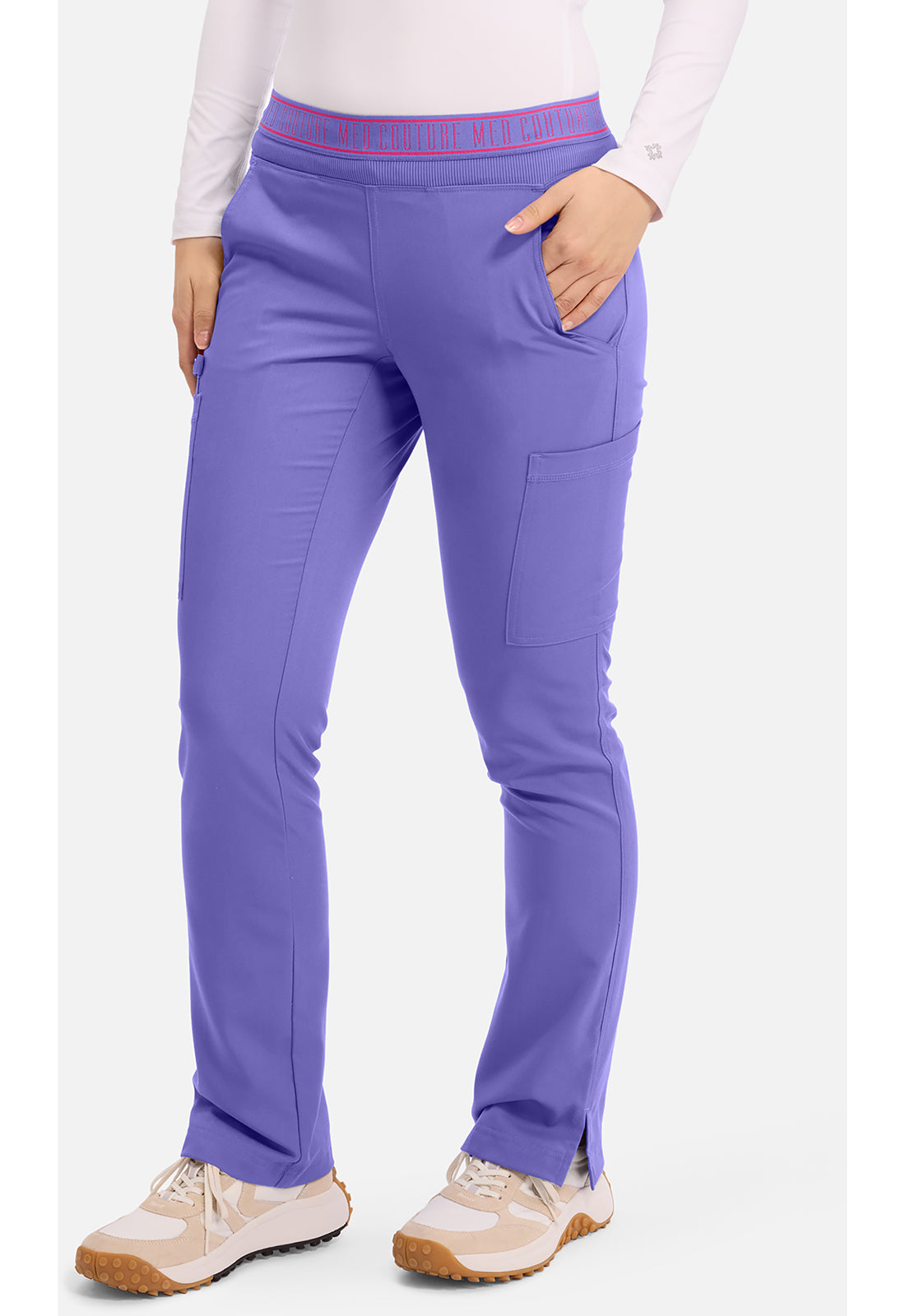 Touch MC7739 Women's Yoga 2 Cargo Pocket Scrub Pants Electric Lavender