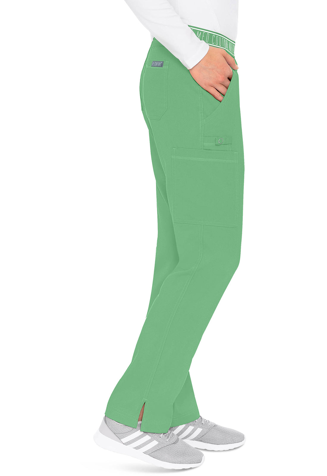 Touch MC7739 Yoga 2 Cargo Pocket Pants Kiwi Lime Model Image Left Side | Med Couture