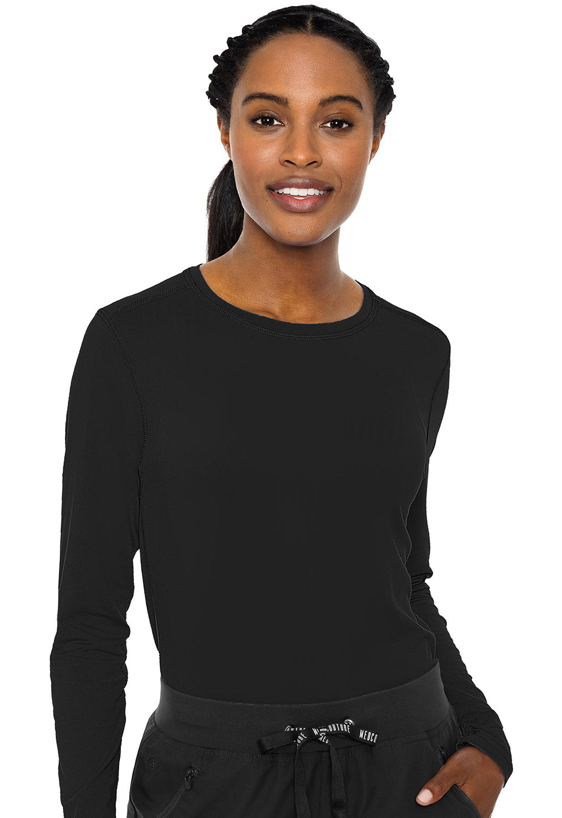 Layers MC8499 Performance Knit Tee Black Model Image Front | Med Couture