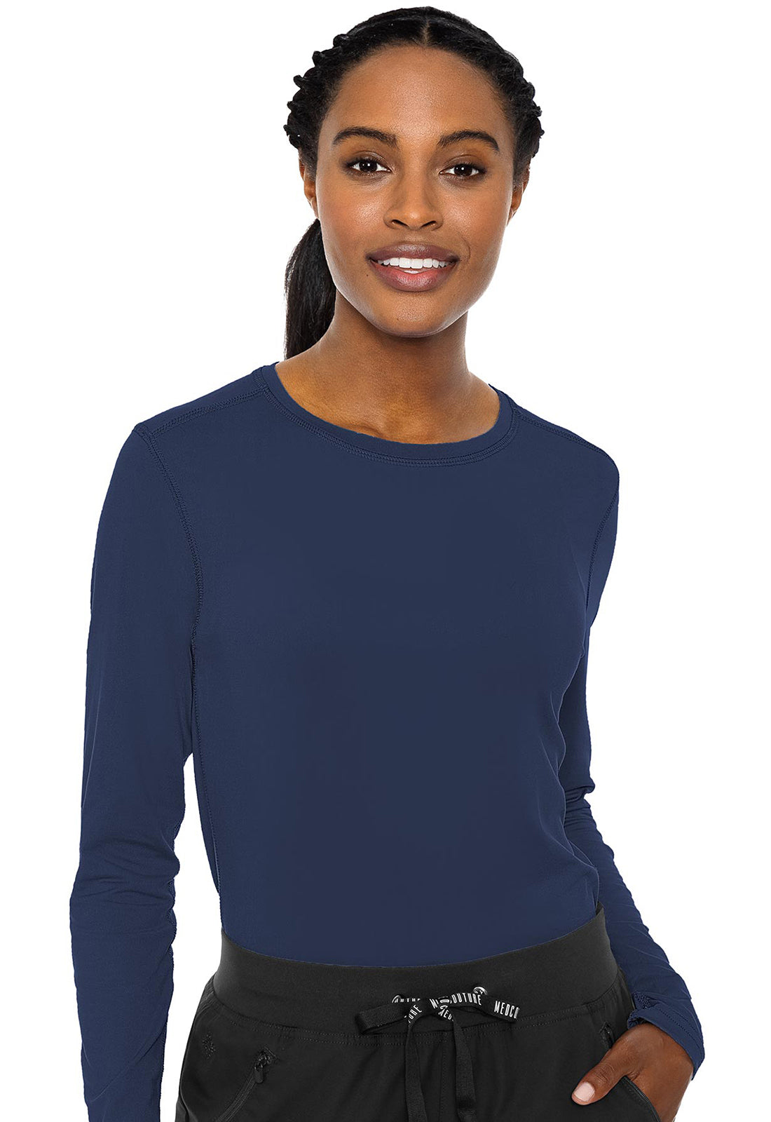 Layers MC8499 Performance Knit Tee Navy Model Image Front | Med Couture