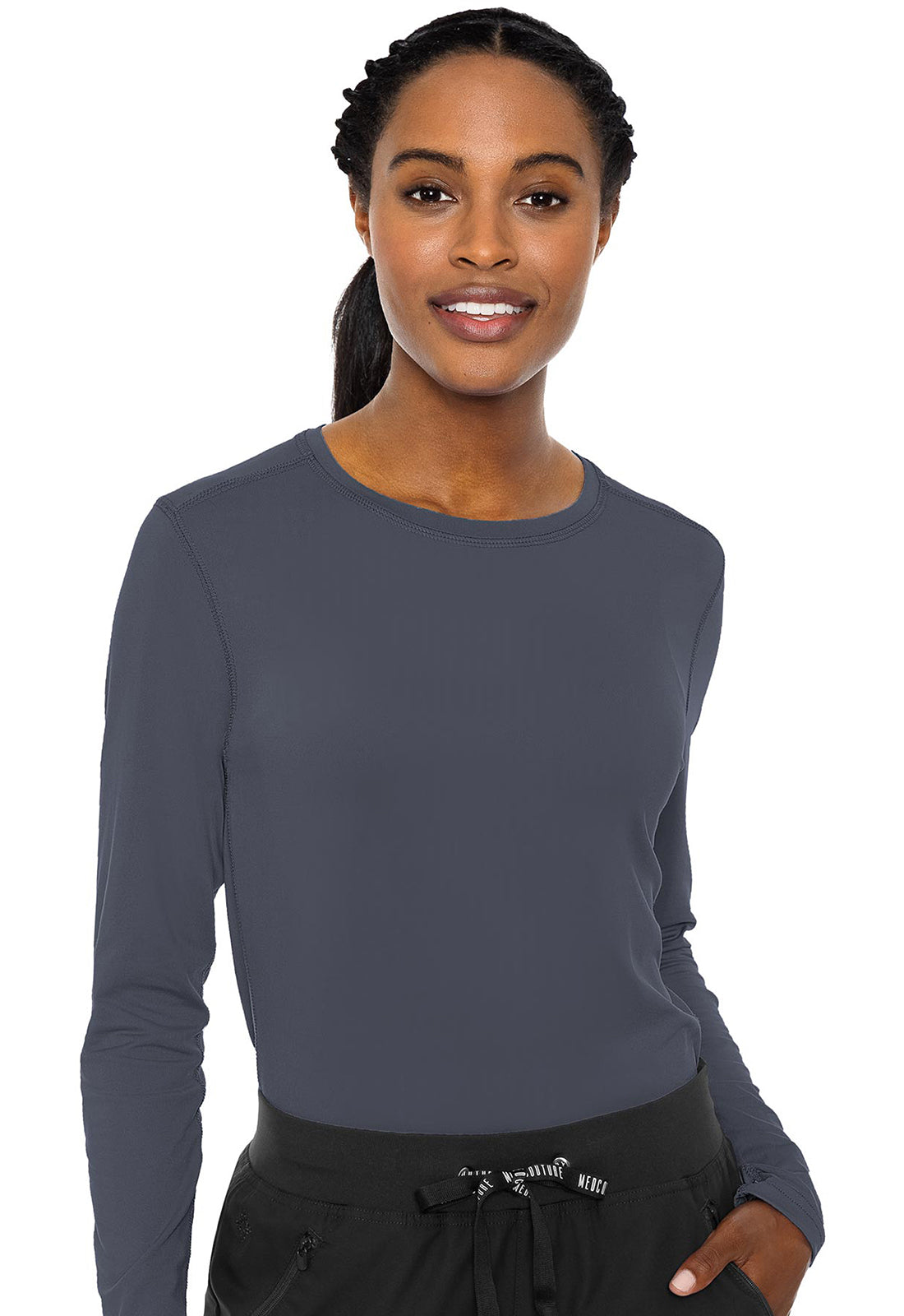 Layers MC8499 Performance Knit Tee Pewter Model Image Front | Med Couture