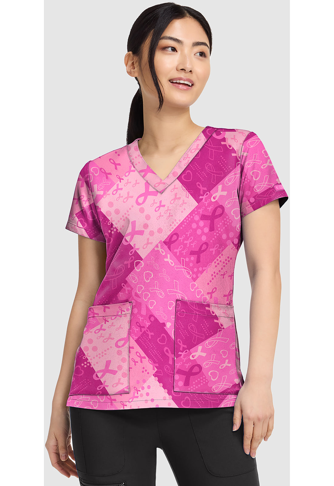 Prints MC8564 Women's V-Neck Print Scrub Top Dots So Caring