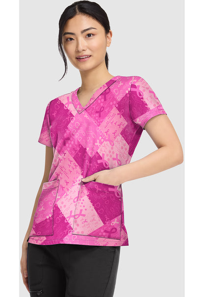 Prints MC8564 Women's V-Neck Print Scrub Top Dots So Caring