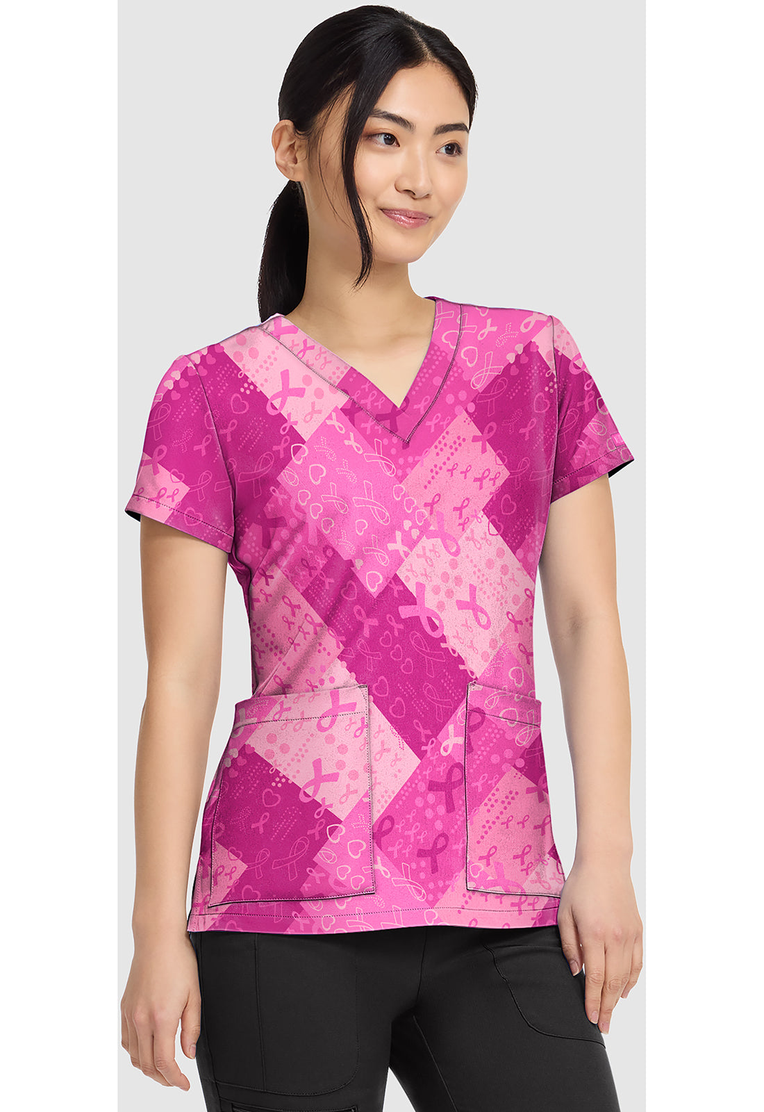 Prints MC8564 Women's V-Neck Print Scrub Top Dots So Caring