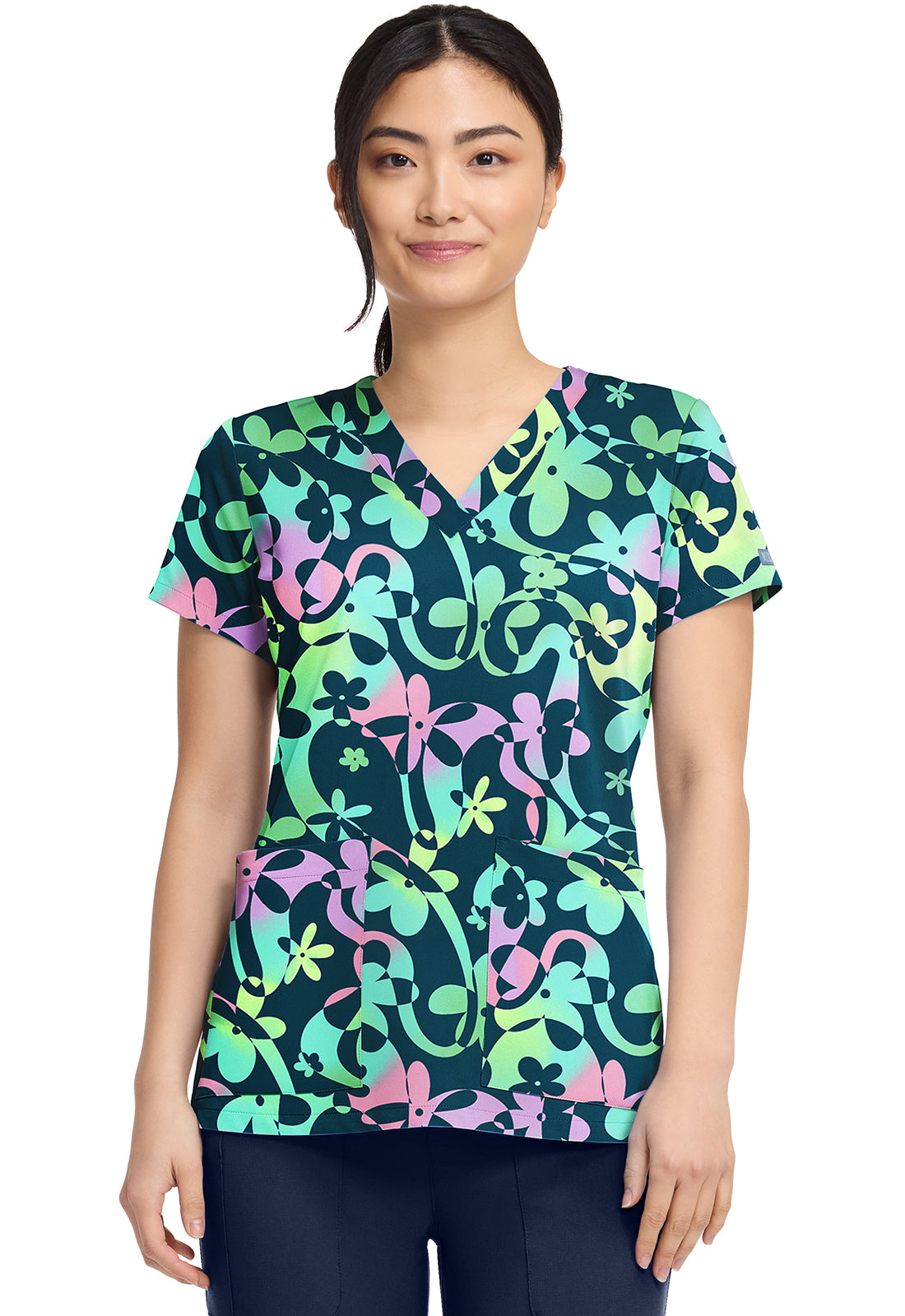 Prints MC8564 V-Neck Print Top Dizzy Daisy