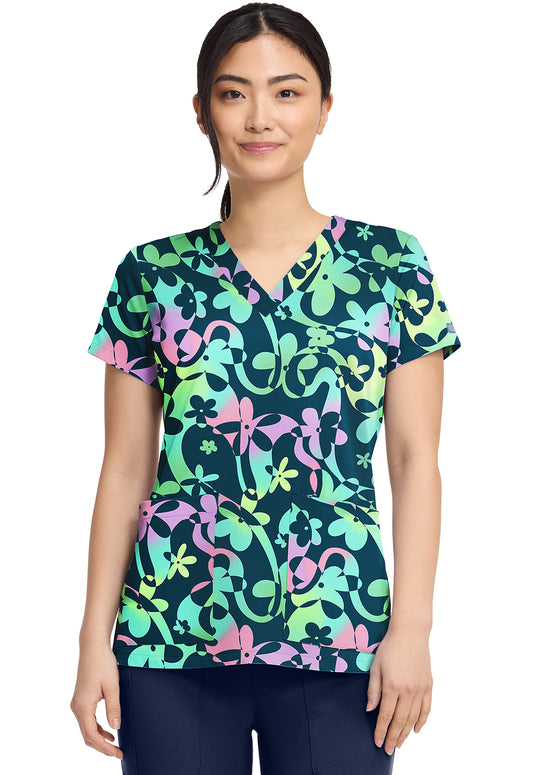 Prints MC8564 V-Neck Print Top Dizzy Daisy