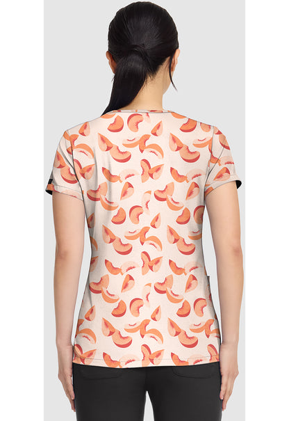 Prints MC8564 Women's V-Neck Print Scrub Top Just Peachy