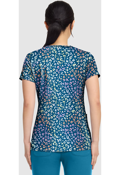 Prints MC8564 Women's V-Neck Print Scrub Top Magical Cheetah