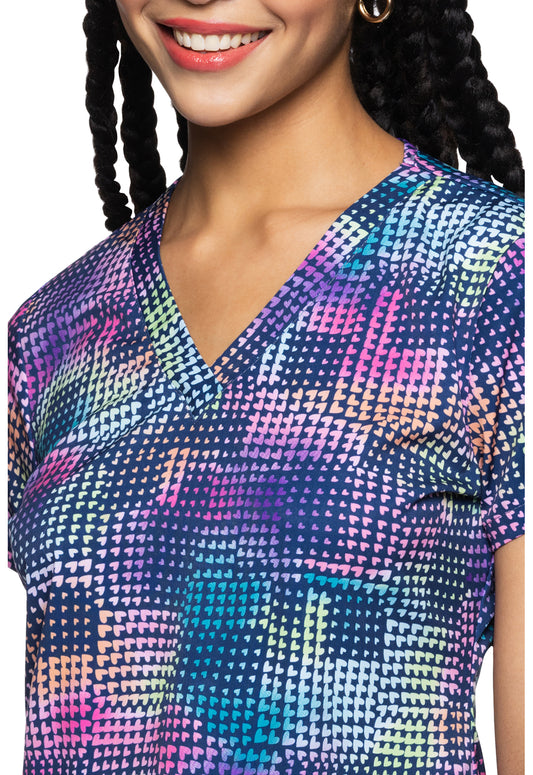 Prints MC8564 V-Neck Print Top Rainbow Patch