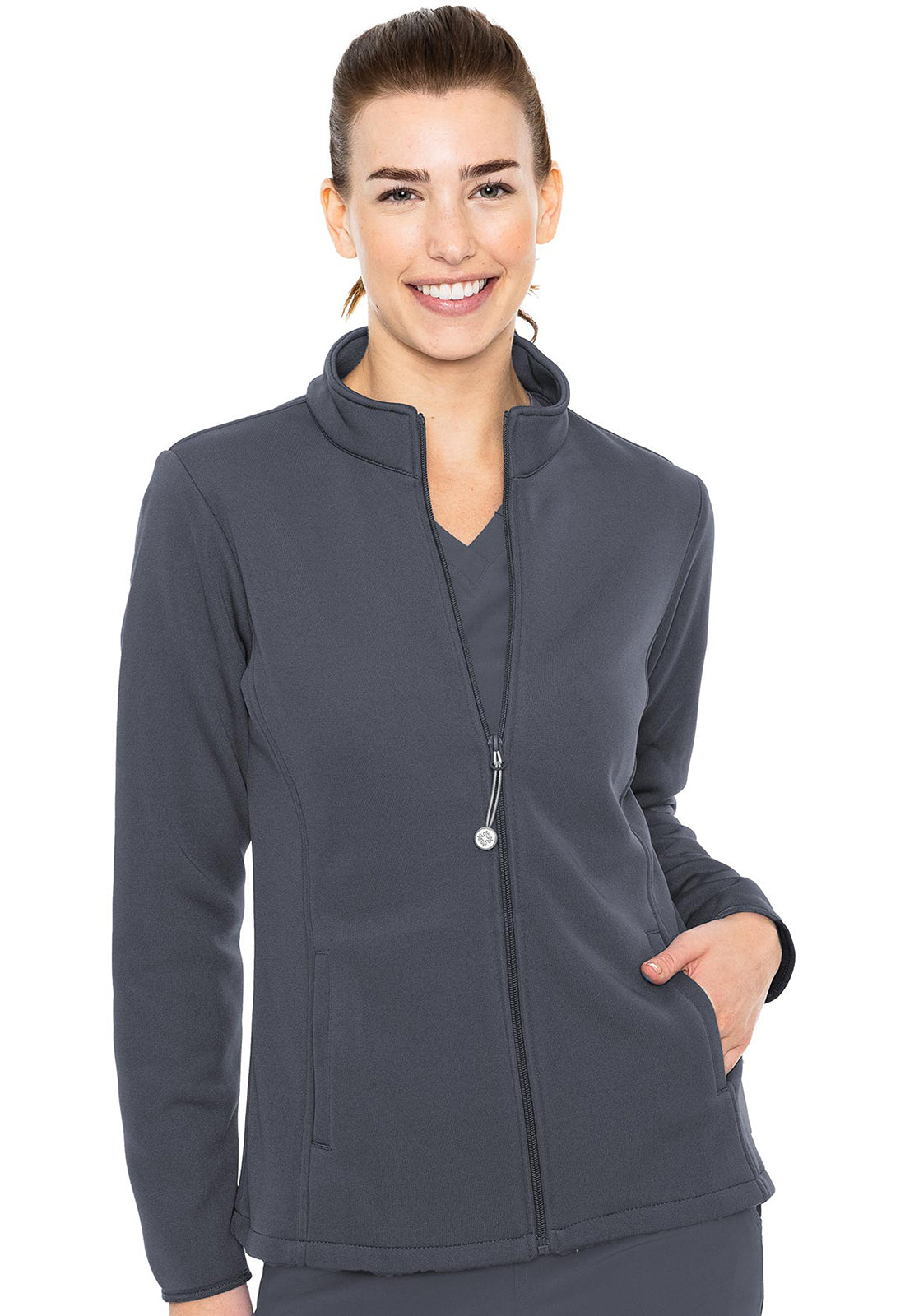 Layers MC8684 Performance Fleece Jacket Pewter Model Image Front | Med Couture