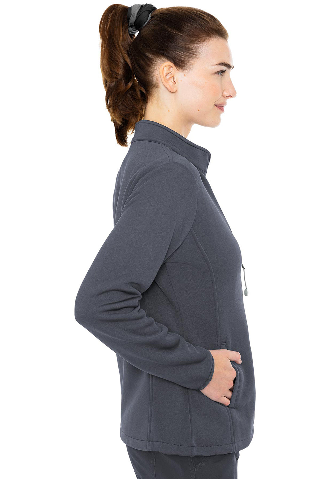 Layers MC8684 Performance Fleece Jacket Pewter Model Image Left Side | Med Couture