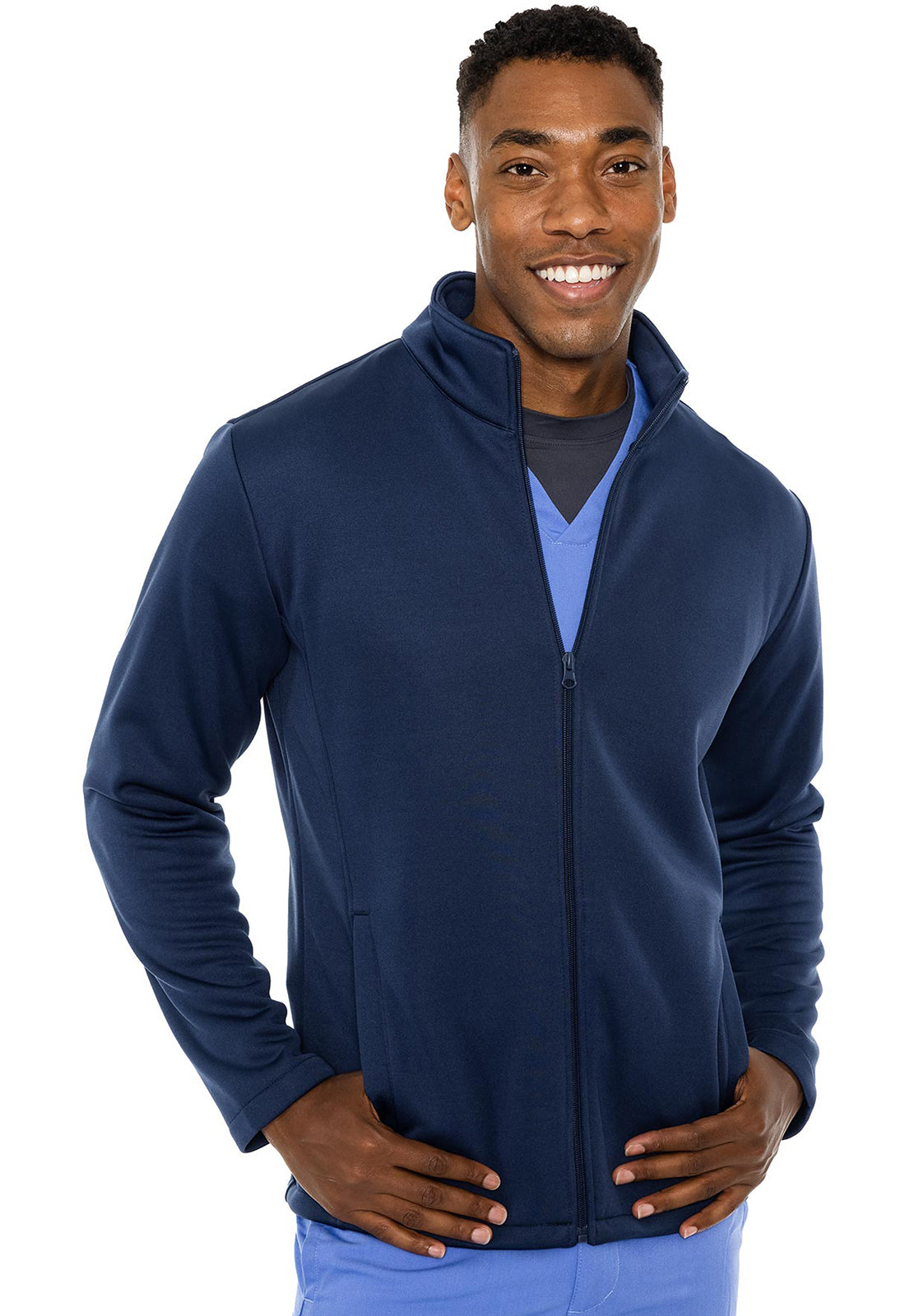 Layers MC8688G Stamford Mens Performance Fleece Jacket Navy Model Image Front | Rothwear