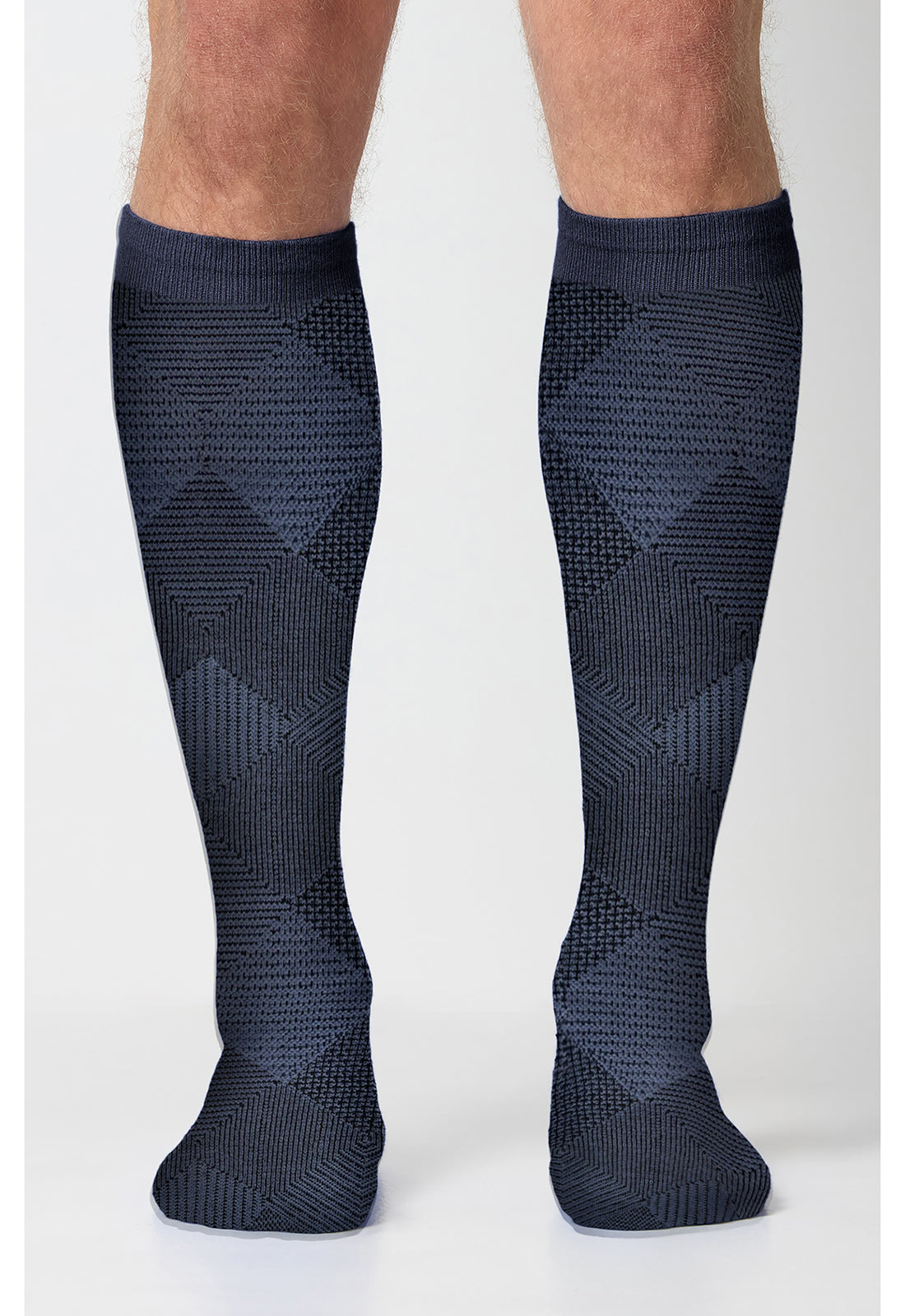 Legwear MLXSUPPOR Men's Knee High 15-20 mmHg Compression Pewter Diamond