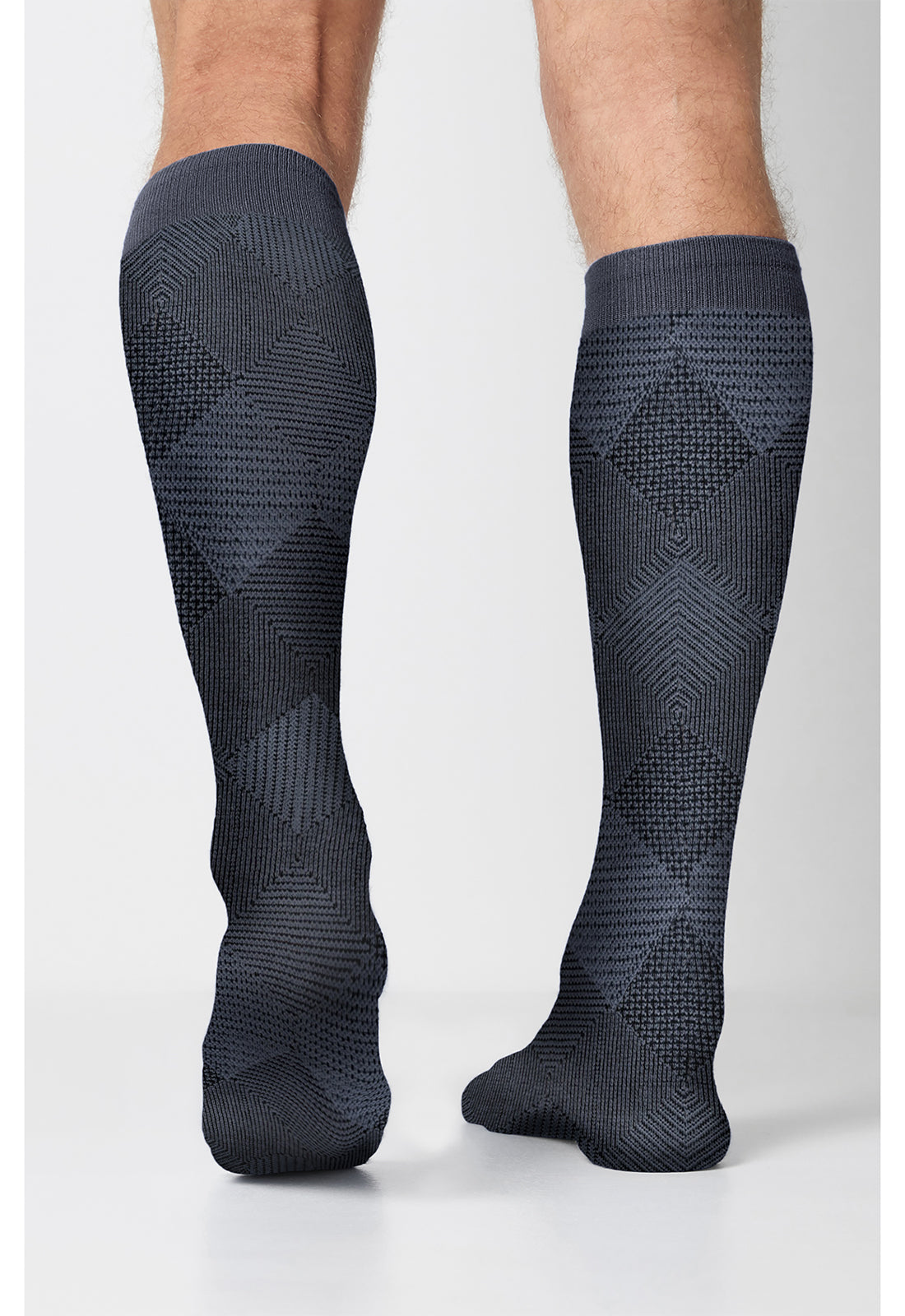Legwear MLXSUPPOR Men's Knee High 15-20 mmHg Compression Pewter Diamond