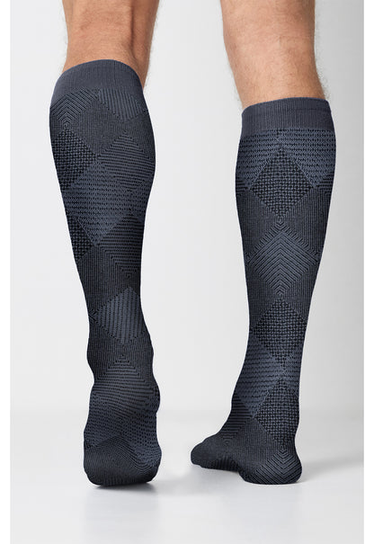 Legwear MLXSUPPOR Men's Knee High 15-20 mmHg Compression Pewter Diamond