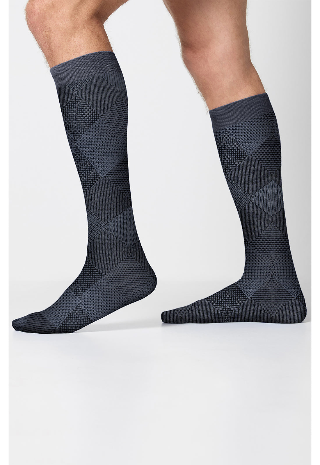 Legwear MLXSUPPOR Men's Knee High 15-20 mmHg Compression Pewter Diamond